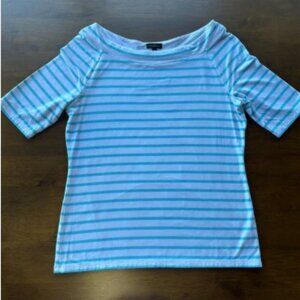 Talbots Light Blue Striped Short Sleeve Top